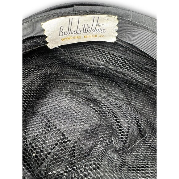 Vintage Bullock’s Wilshire Black Satin Turban Hat Wynshire Millinery - Picture 6 of 10